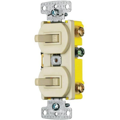 Hubbell, Wiring 15 Amp Combo 2 To 3-Way Switch, Ivory