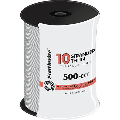 Southwire 500' 10 White Stranded Cu Thhn Wire