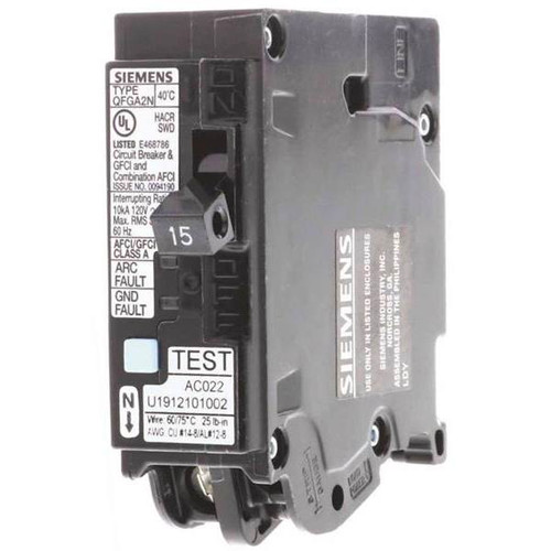 Siemens 15 Amp 1-Pole Qfga2n Afci/Gfci 10 Ka Breaker