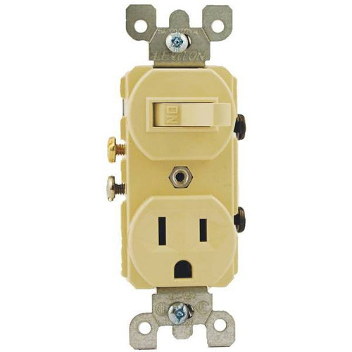 Leviton 15 Amp Ivory Commercial Grade Combination Single Pole Toggle Switch And Receptacle