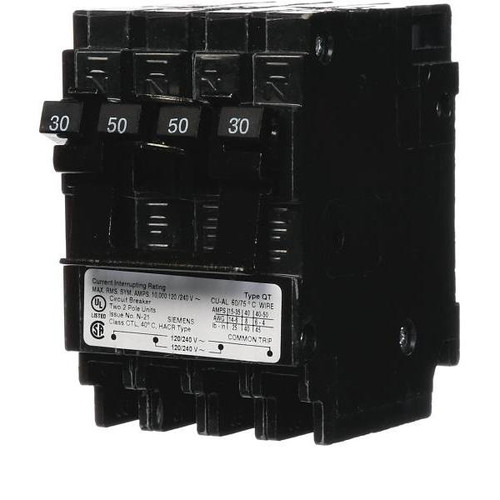 Siemens Quadplex One Outer 50 Amp Double-Pole And One Inner 30 Amp Double-Pole-Circuit Breaker