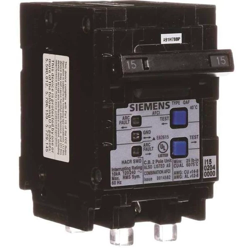Siemens 15 Amp Double-Pole Type Qaf Combination Afci Circuit Breaker