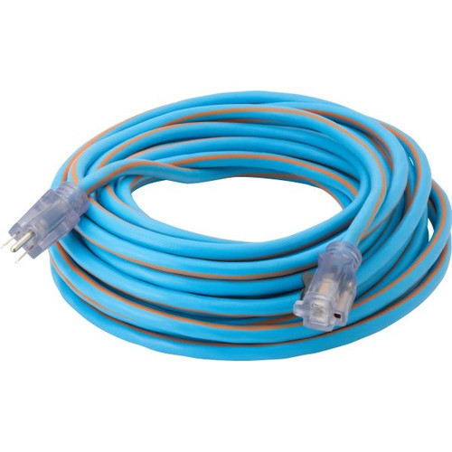 Prime Wire & Cable 100ft 12/3 Sjeow Arctic Blue All-Weather Locking Extension Cord (Blue/Orange)