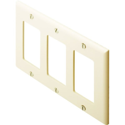 Hubbell 3-Gang Polycarbonate Decorator Thermoplastic Wall Plate (Ivory)