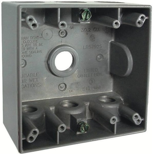 Bell N3r Outdoor Electrical Box, 2-Gang, Weatherproof, 7 Outlets, 1/2", 2 Plugs Aluminum