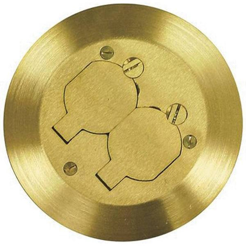 Steel City 5-3/4 In. Dia. Floor Box Cover Brass Duplex Receptacle