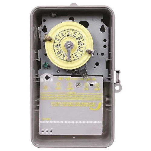 Intermatic T100 Series 120-Volt 24 H Gray Dpst Indoor/Outdoor Mechanical Timer Switch