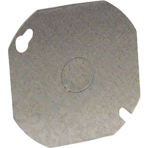 Raco 4" W Steel Metallic Flat Blank Octagon Cover,  1/2" Ko' Center