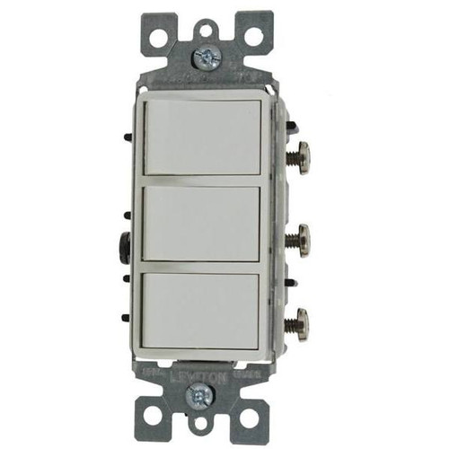 Leviton 15a Commercial-Grade Combo Three Single Pole Grounding Rocker Switches (White)