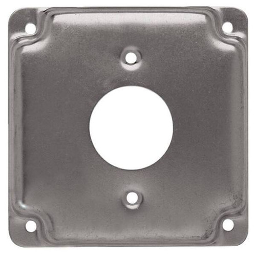 Raco 1-Gang Exposed Work Square Cover, 4 Steel 1-Gang, 1.406 Diameter Round Recep, Gray