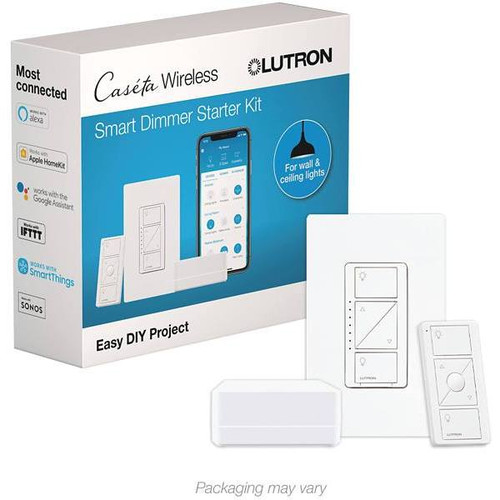 Lutron P-Bdg-Pkg1w Caséta Wireless Smart Lighting Lamp Dimmer Switch Starter Kit W/ Caséta Smart Hub