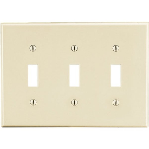 Hubbell 3-Gang Standard Polycarbonate Toggle Wall Plate (Ivory)