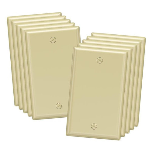 Maintenance Warehouse 1-Gang Unbreakable Polycarbonate Standard-Size Blank Wall Plate In Gloss Ivory, 10-Pack