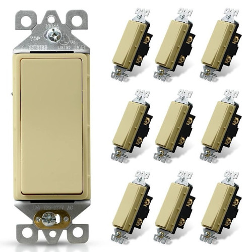 Maintenance Warehouse 15 Amp Single-Pole Rocker Light Switch In Ivory 10-Pack
