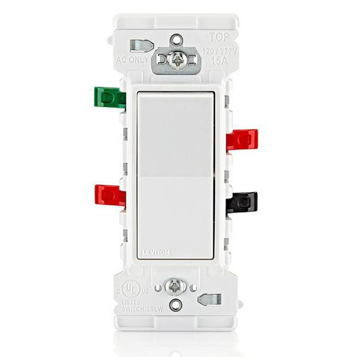 Leviton Decora Edge 3-Way Rocker Switch, Residential Grade, 15 Amp, White
