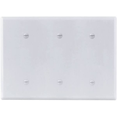 Titan3 White Smooth 3-Gang Blank Standard Metal Wall Plate