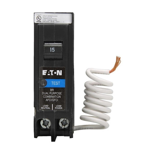 Eaton Br 15 Amp Single-Pole Dual Function Arc Fault/Ground Fault Circuit Breaker
