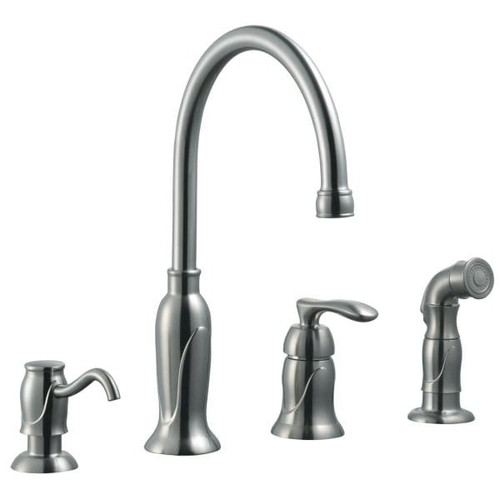 Design House Madison Kitchen Faucet, Sprayer And Soap Dispenser, Satin Nickel
