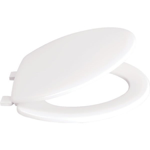 Seasons Wood Elongated Closed-Front Quick-Release Toilet Seat In White