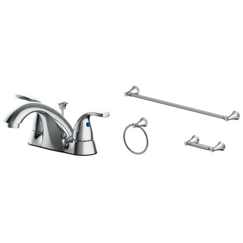 Seasons Anchor Point Two-Handle Bathroom Faucet With 3-Piece Accessory Kit And Quick Install Pop-Up, Chrome