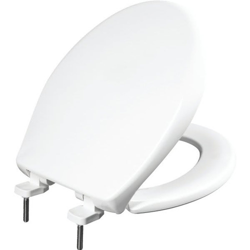 Bemis Whisper-Close Stay-Tite Duraguard Round Plastic Closed Front Toilet Seat In White