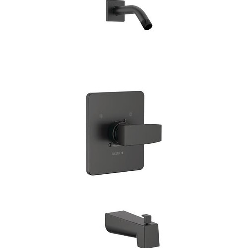 Delta Modern Square 14 Series Tub & Shower Trimless Showerhead In Matte Black