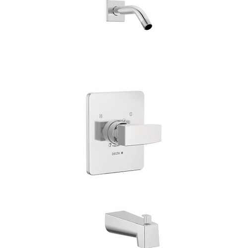 Delta Modern Square 14 Series Tub & Shower Trimless Showerhead In Chrome