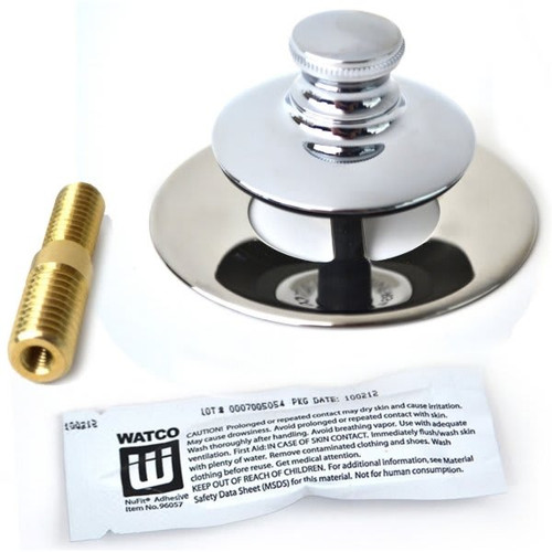 Watco Universal Nufit Push Pull Tub Stopper, Silicone, Combo Pin, Chrome