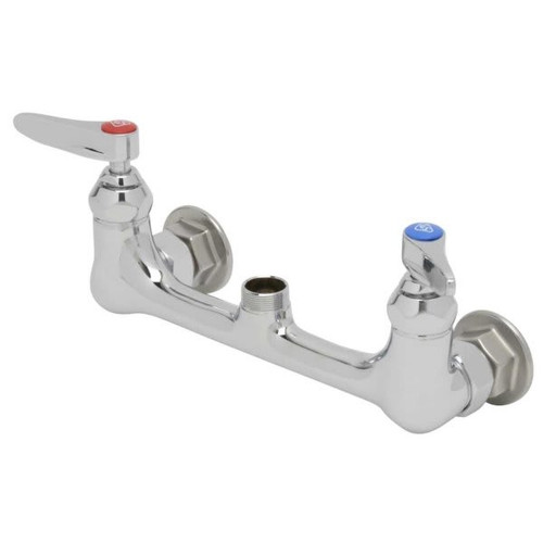 T & S Double Pantry Swivel Base Faucet, Wall Mount, 8" Centers, Less Nozzle