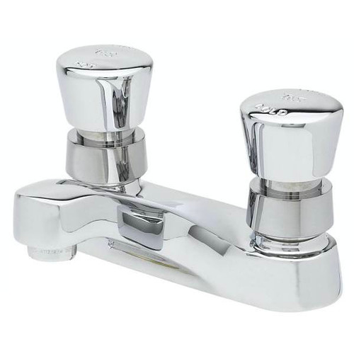 T & S Centerset Lavatory Faucet, 2.2 Gpm, 1.437" Spout, 4" Center, Chrome, 2 Handles