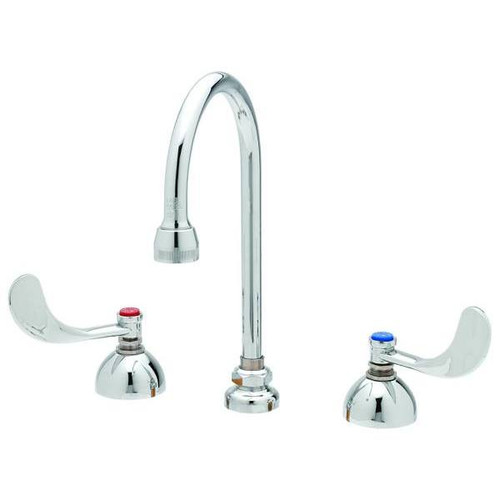 T & S Widespread Lavatory Faucet, 2.2 Gpm, 5.312" Spout, 8" Center, Polished Chrome