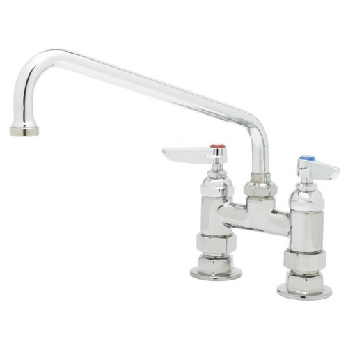 T & S Double Pantry Faucet, 17.9 Gpm, 12" Swing Nozzle, Polished Chrome
