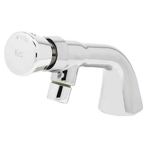 T & S Metering Faucet, 2.2 Gpm, 1.625" Spout, 4" Center, Polished Chrome
