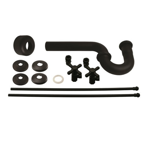Westbrass Pedestal Lavatory Supply Line Kit With Cross Handles In Matte Black
