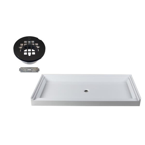 Westbrass 72" X 36" Single Threshold Shower Pan With Center Drain In Matte Black