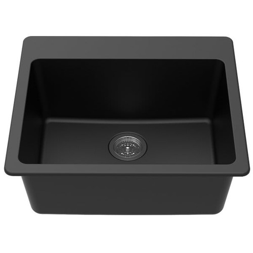 Winpro 25" X 22" X 9.5" Dual Mount Granite Composite Single Bowl Sink In Black