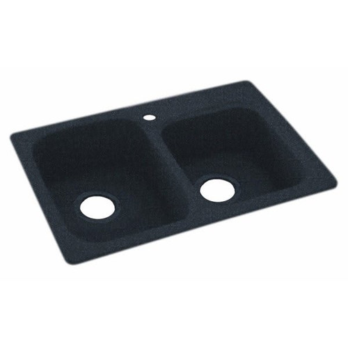 Swan Black Galaxy Solid Surface Double Bowl Kitchen Sink 33" X 22"