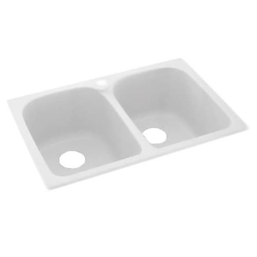 Swan White Solid Surface Super Double Bowl Kitchen Sink 33" X 22"