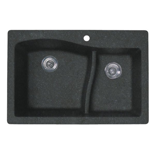 Swan Nero Granite Double Bowl Kitchen Sink 33" X 22"
