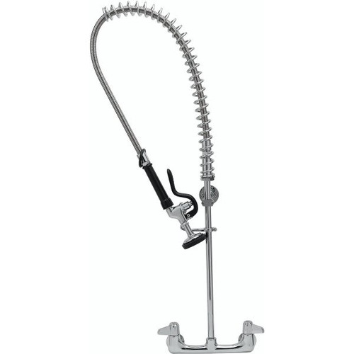T And S Two-Handle Pull-Down Sprayer Kitchen Faucet & Wall Bracket, Polished Chrome