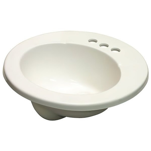 Premier 19-1/2 " X  8-1/4 ", Drop-In Round Cultured Marble Lavatory Sink In White