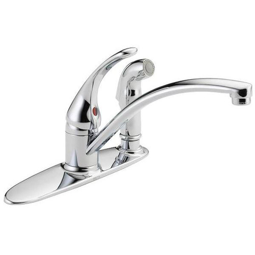 Delta Foundations Single Handle Standard Kitchen Faucet With Side Sprayer Chrome
