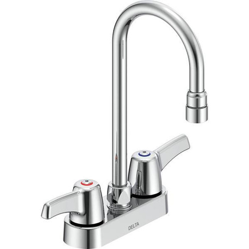 Delta 2-Handle Standard Kitchen Faucet With Gooseneck Spout Chrome