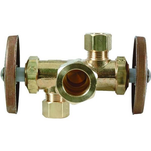 Brasscraft 1/2 Nom Comp In X 3/8 Od Comp X 1/4" Od Comp Multi-Turn Angle Valve