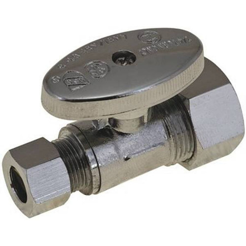 Brasscraft 1/4" Turn Straight Stop 1/2" Comp X 3/8" O.d Lead Free