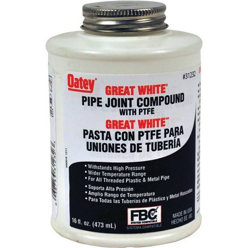 Oatey 16 Oz Pipe Joint Compound With Ptfe, Great White