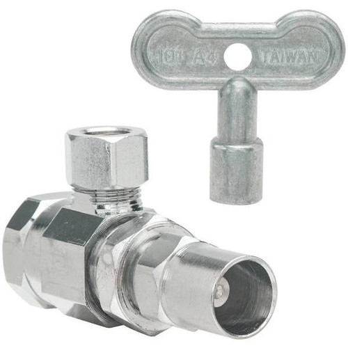 Brasscraft 1/2" FIP X 3/8" OD Comp Brss Multi-Turn Angle Stop W/Stuffing Box