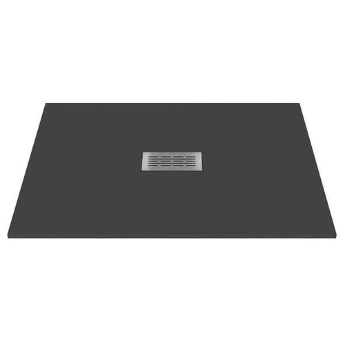 Castico 48" L X 34" W X 1.125" H Composite Stone Shower Pan Graphite Sand