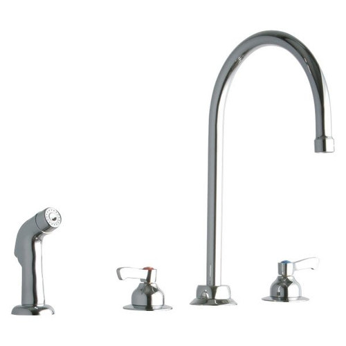 Elkay Food Service Faucet W/ Side Spray, 1.5 Gpm, 8" Center, Chrome, 2 Handles