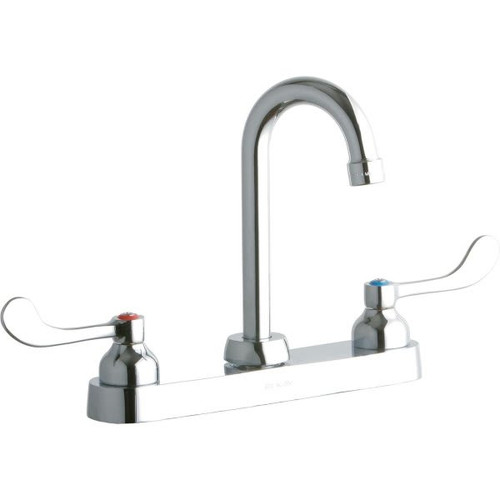 Elkay Food Service Faucet, 1.5 Gpm, 8" Center, Chrome, 2 Handles